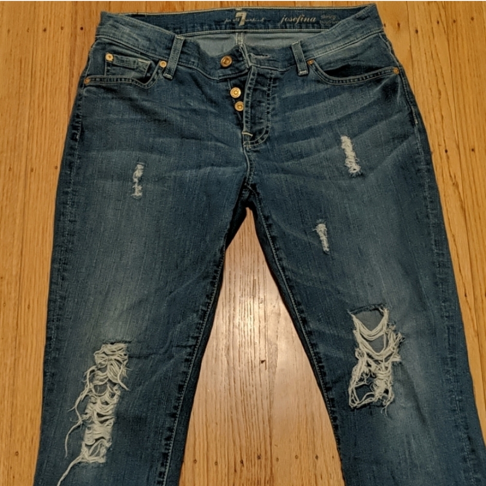 7 For All Mankind Josefina Distressed Skinny Jeans